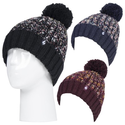 Heat Holders - Ladies Bobble Hat with Large Pom Pom One Size Blue