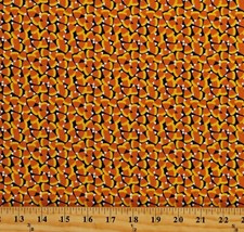 Cotton Candy Corn Halloween Fall Treats Orange Fabric Print by the Yard D513.57