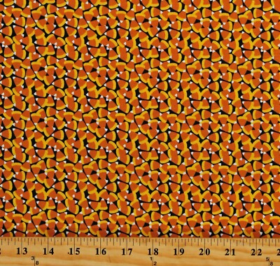 Cotton Candy Corn Halloween Fall Treats Orange Fabric Print by the Yard D513.57