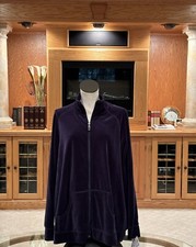 N.y.l. New York Laundry Women Purple Velour Full Zip Up Long Sleeve Jacket Sz 2x