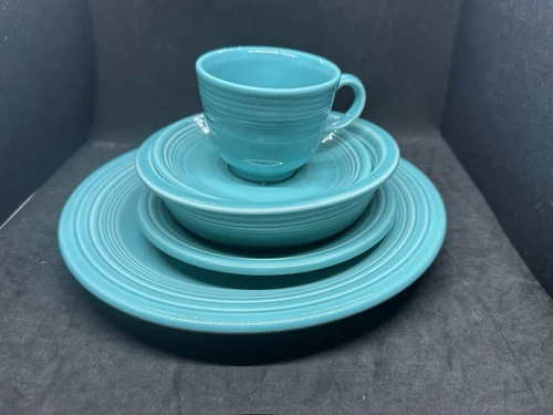 Set Of 5 Fiesta Ware Turquoise Piece Dinnerware