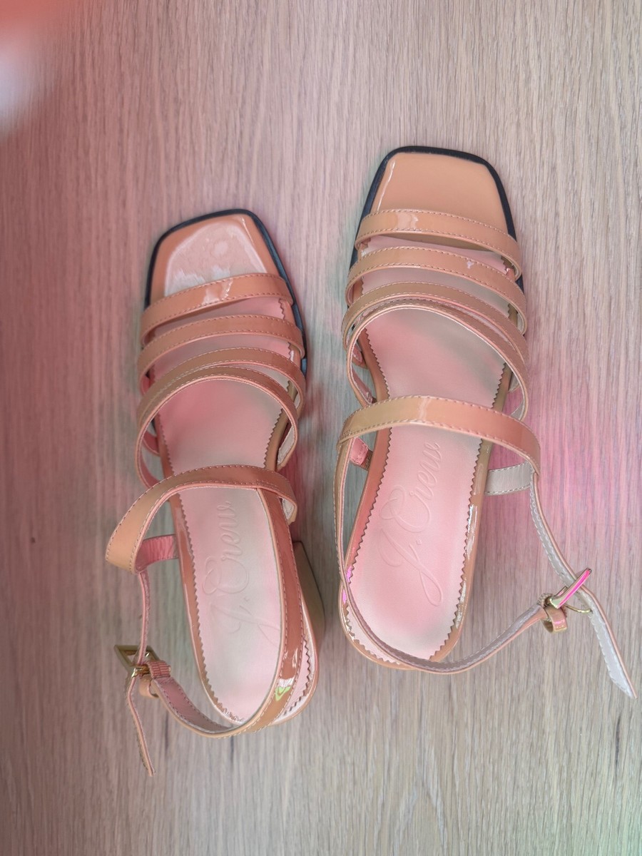 NIB $258 Dylan Strappy Block-heel Sandals in Patent Leather Size 