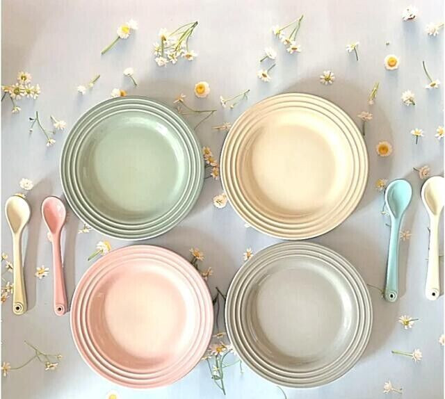 Le Creuset Spoons CALM Collection 5.7in Set of 4 stoneware sea salt, shell pink