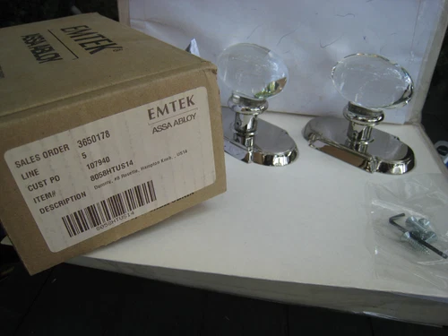 Emtek 8058HTUS14 DUMMY, Pair. #8 Rosette. Hampton Knob in Polished Nickel UNIV.