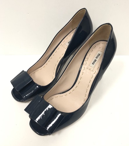 MIU MIU Green Patent Leather Bow Platform Block Heel Pumps Size EU 40 | eBay