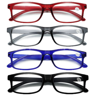 4Pair Reading Glasses Rectangular Business Metal Reader +1.0 1.5 2.0 2.5 3.0 3.5