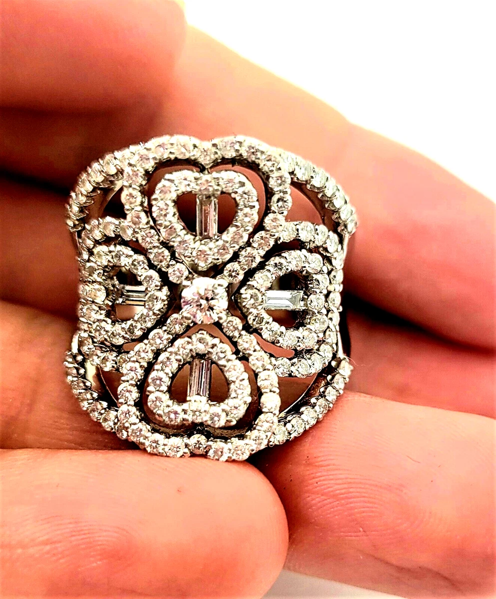 Stunning 18K Women s BK B K Diamond Heart Ring Jewelry Size 9 3 4