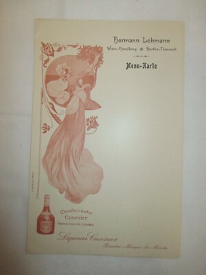 um 1899 G. Bataille Menu Karte MANDARINETTE CUSENIER - Jugendstil Reklame Karte 