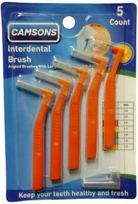 CAMSONS Interdental Brushes 1.2mm | Long Handle Angled Head |Pack of 5 Brushes