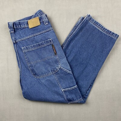 Akademiks Jeans Mens Size 42 Blue Embroidered Carpenter