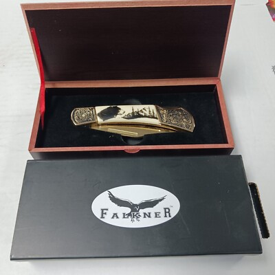 Falkner American Mint Gold Plated Wildlife Anniversary Edition Pocket Knife BEAR