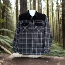 511 Tactical Jacket Mens Large Brown Gray Plaid Button Shirt Shacket