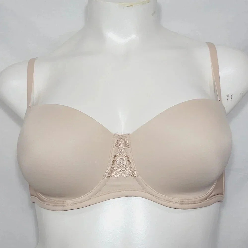 36D Vanity Fair 74380 Beauty Back Full Figure Strapless Underwire Bra Beige