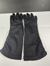 Vintage Ladies Black Driving Gloves, Gathered Side 6" X 10"