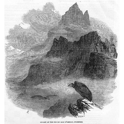 FRANKREICH Gipfel des Pic du Midi D'osseau Pyrenäen - antiker Druck 1854