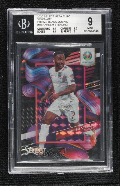 2020 Select UEFA Euro Preview Black Mosaic Prizm 1/1 Raheem Sterling BGS 9 MINT