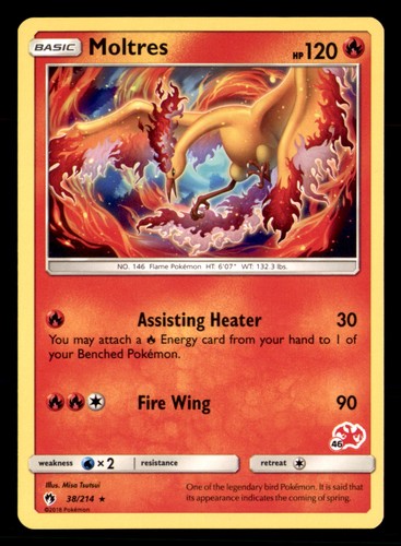 Moltres 38/214 Rare Lost Thunder Pokemon Near Mint