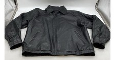 Wilsons Black Leather Bomber Jacket Vintage, Size LT