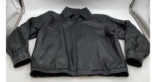 Wilsons Black Leather Bomber Jacket Vintage, Size LT - Image 1