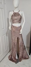 Sherri Hill Long Evening Dress Size 2 Evening Authentic Gown 2-piece Rose gold 