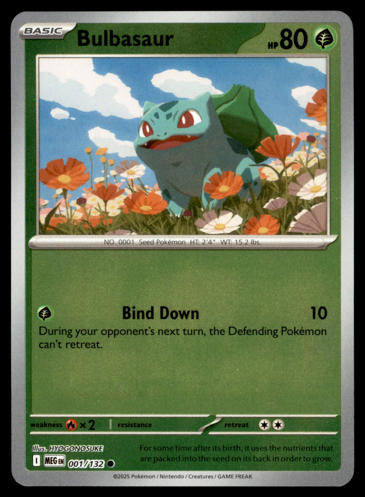 Bulbasaur 001/132 Common Mega Evolution Pokemon Reverse Holo Near Mint