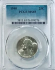 1940 Washington Quarter PCGS MS65