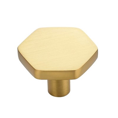 Gold Cabinet Knobs 10 Pack Solid Kitchen Cabinet Knobs Hexagon 1.1'' Brushed ...
