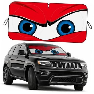 Car Windshield Sun Shade, Universal Fit Medium(Universal Fit) Angry Red(Medium)