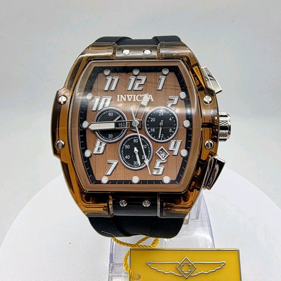 Invicta S1 Rally Kinesia Anatomic Watch 47mm Brown Dial Black