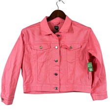 Gap Denim Girls L 10 Cropped Denim Jacket Candy Coral Pink Trucker NWT