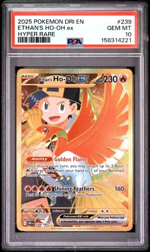2025 Pokémon Destined Rivals ETHAN'S HO-OH ex HYPER RARE #239 PSA 10 Gem Mint