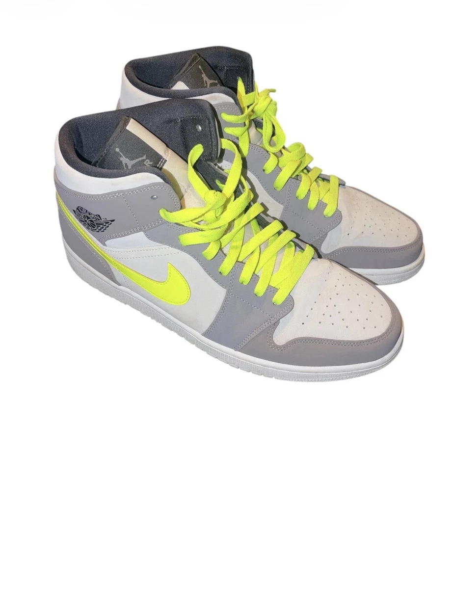 Air Jordan 1 Mid “Gunsmoke Volt” Grey Neon Yellow 554724-072 Men’s US 9 Buy Air Jordan 1 Mid  main image 3