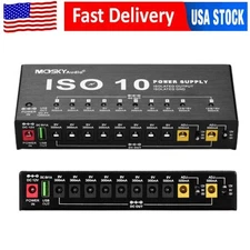 Mosky  10 Outputs Guitar Effect Pedal Board Power Supply 9V 12V 18V Cables USA