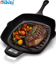 Padella Bistecchiera Grill Ghisa 25,5 Cm  Adatta a Induzione Gas Forno – Pentola