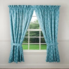 Ellis Curtain Trellis 2-Panels Window Curtain Tailored Pair 82"x63" Teal