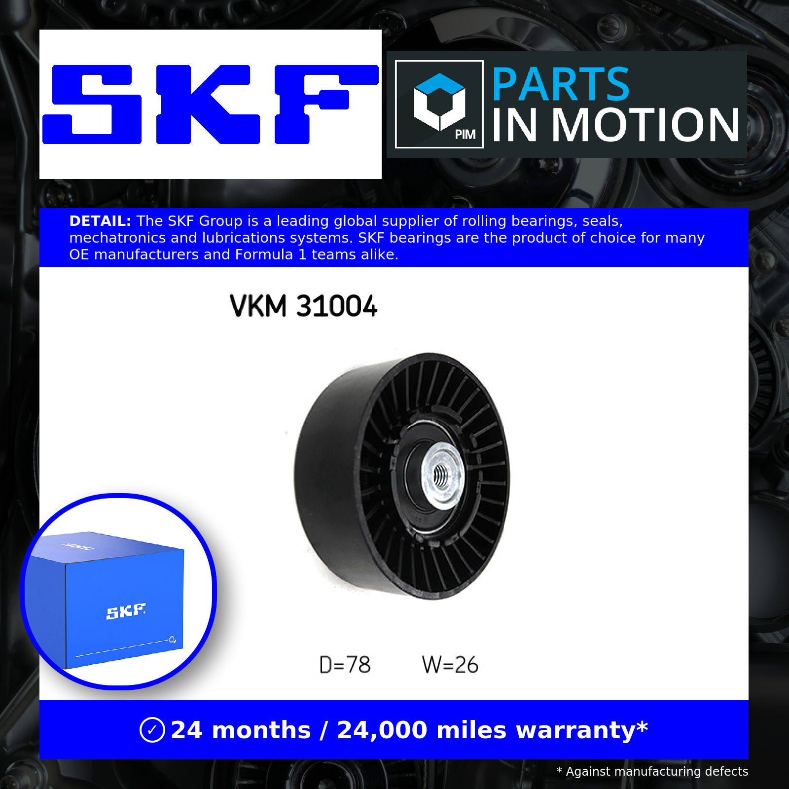 VKM 31004 SKF Tensioner Pulley, V-ribbed belt for AUDI,FORD,SEAT,VW - Image 2