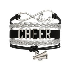 - Cheer Charm Bracelet - Infinity Love Adjustable Cheerleading Jewelry in Team C