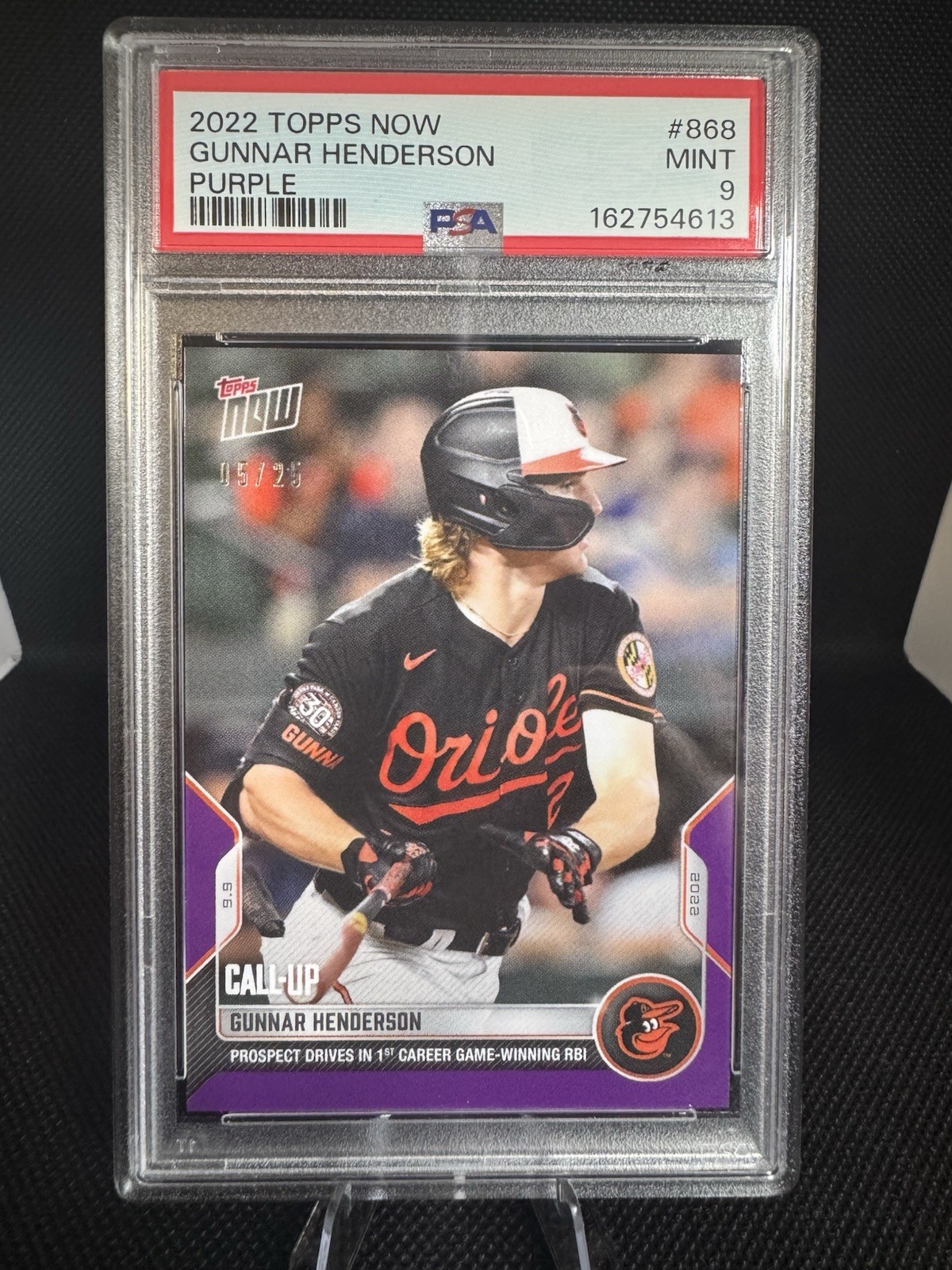 2022 Topps Now Call-Up - Gunnar Henderson #868 Purple /25 RC PSA 9