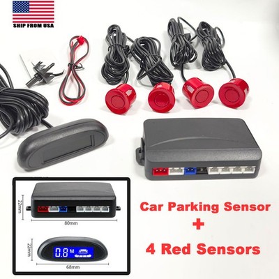 Car Reverse Radar Kit Parking Sensor System 4 Sensors Backup Assist System Red