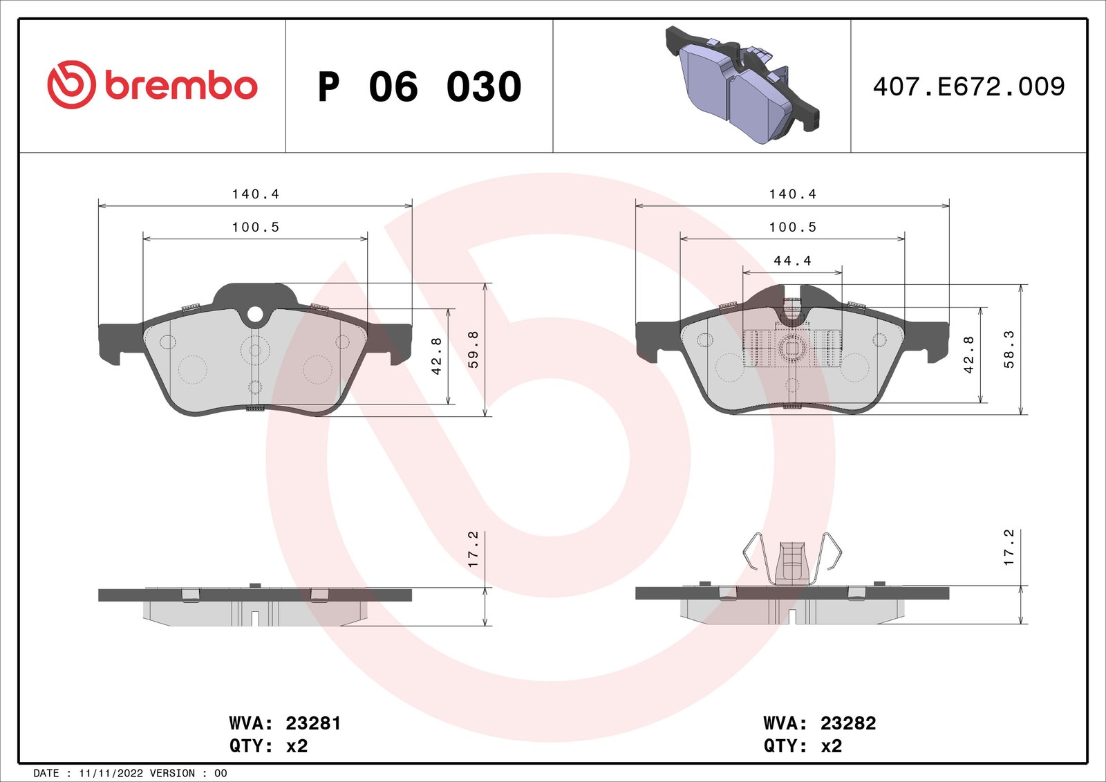 Für BREMBO P 06 030 HAM PADS. FRONT MINI COOPER,ONE 01- - Bild 5