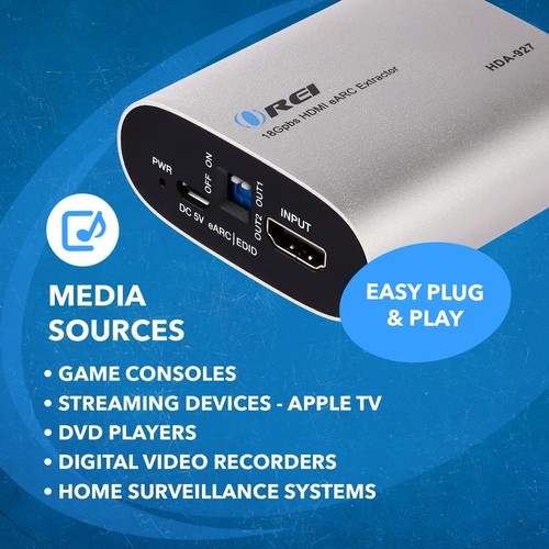 OREI eARC 4K 60Hz Audio Extractor Converter 18G HDMI 2.0 ARC Support - HDCP 2.2 - Picture 3 of 9