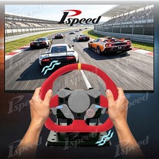 13" 320mm Faux Suede GT Style Flat Drift Racing Sim Gaming Steering Wheel 6 Hole