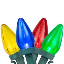 NORTHLIGHT Set of 25 Multi LED C7 Christmas Lights - Green Wire