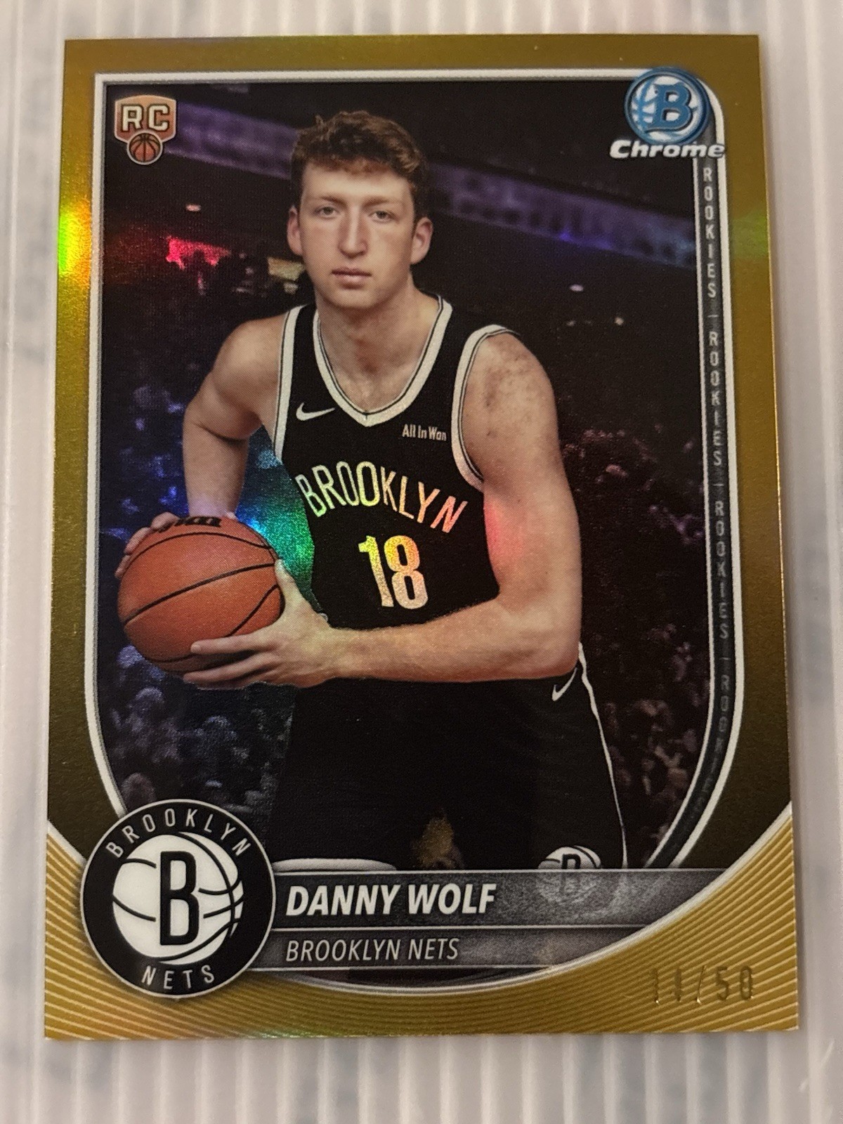 2025-26 Topps Bowman Danny Wolf RC Gold /50 Refractor SSP Brooklyn Nets A9