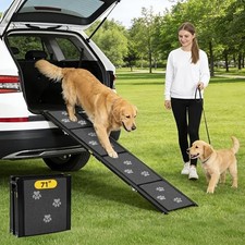 Dog Ramp for Car 71" X-Long  71" L x 17" W with Dog Paw Print Pattern Upgraded