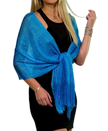  Shawls and Wraps for Evening Dresses, Metallic Glitter Shawls for Turquoise