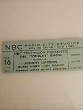 NBC RADIO CITY STUDIOS THE TONIGHT SHOW HOST JOEY BISHOP VINTAGE TV SHOW TICKET