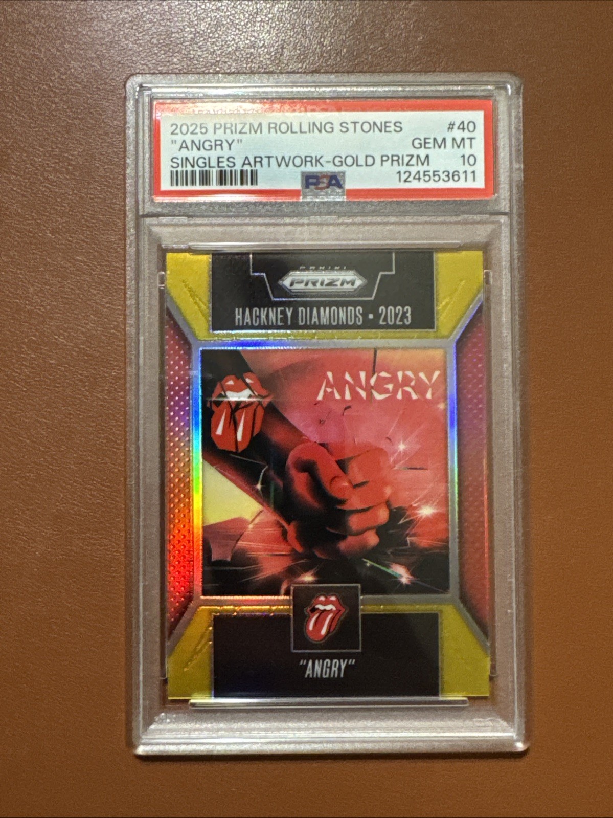 2025 Prizm Rolling Stones "Angry" Hackney Diamonds GOLD 1/10 🔥 PSA 10 Pop 1
