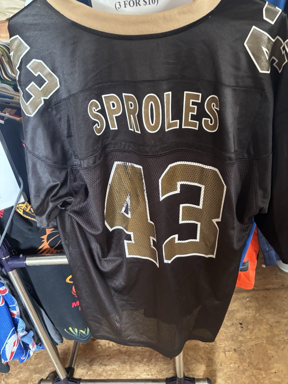 Nfl on field reebok darren sproles #43 new orleans saints jersey l black gold
