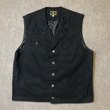 Wyoming Traders Vest Mens Large Black Canvas Western Cowboy Button Up